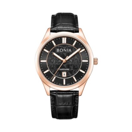 Bonia Classic BNB10857-1532 Black Leather Strap Men Watch
